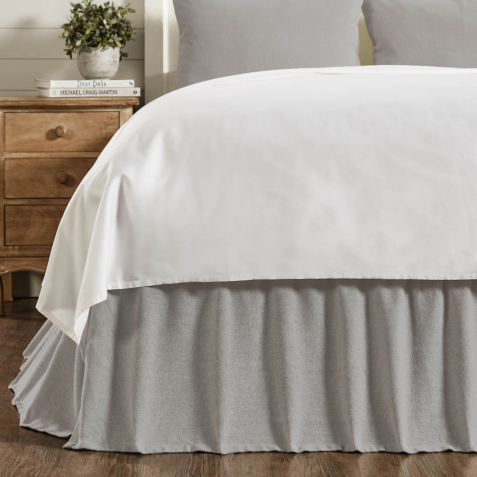 April & Olive Burlap Dove Grey Ruffled King Bed Skirt 78x80x16 By VHC Brands