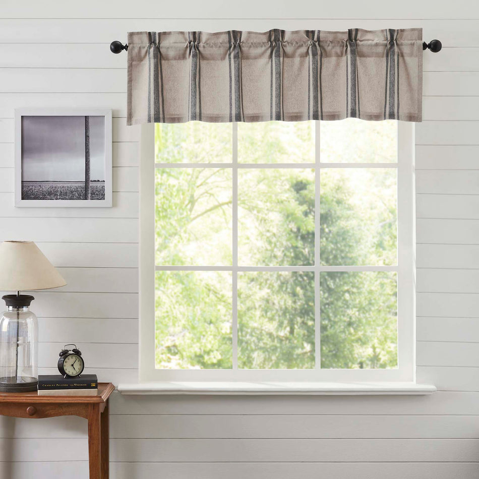 April & Olive Grain Sack Charcoal Valance 16x60 By VHC Brands