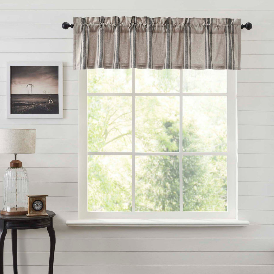 April & Olive Grain Sack Charcoal Valance 16x72 By VHC Brands