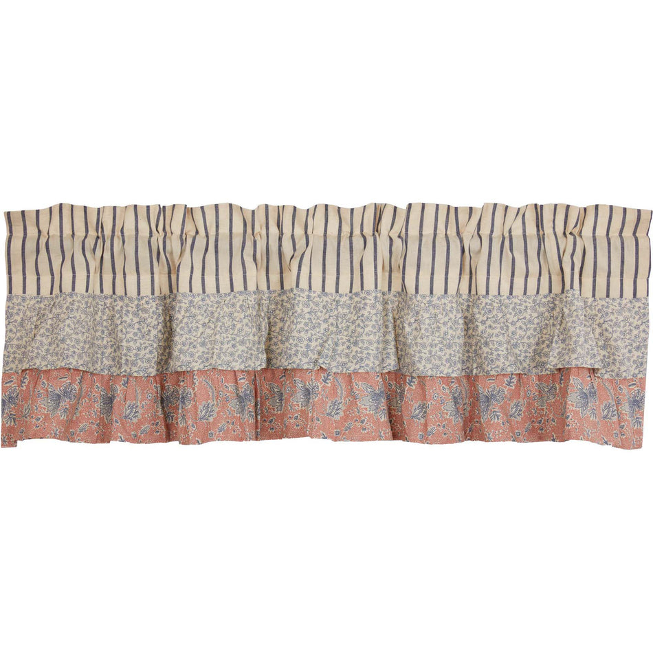April & Olive Kaila Ticking Blue Ruffled Valance 16x60 By VHC Brands