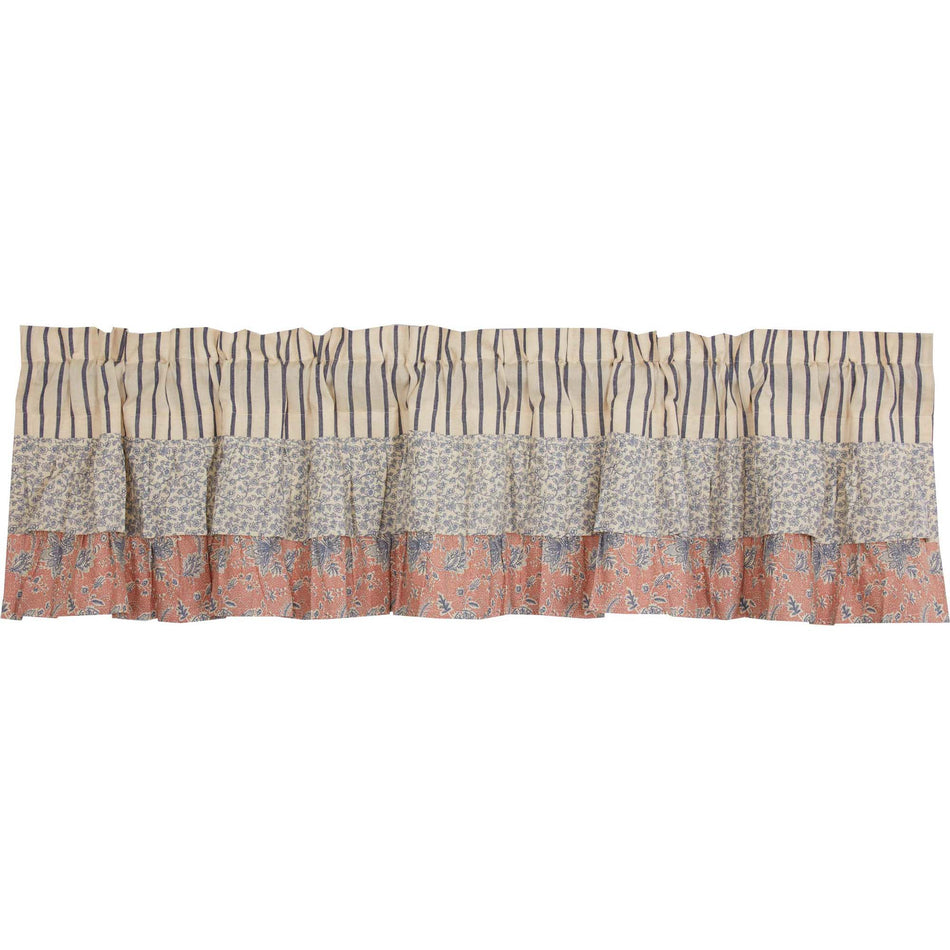 April & Olive Kaila Ticking Blue Ruffled Valance 16x72 By VHC Brands