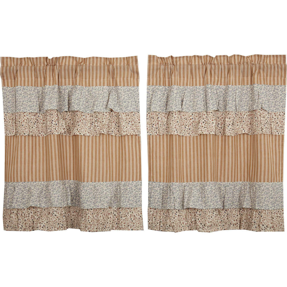 April & Olive Kaila Ticking Gold Ruffled Tier Set of 2 L36xW36 By VHC Brands