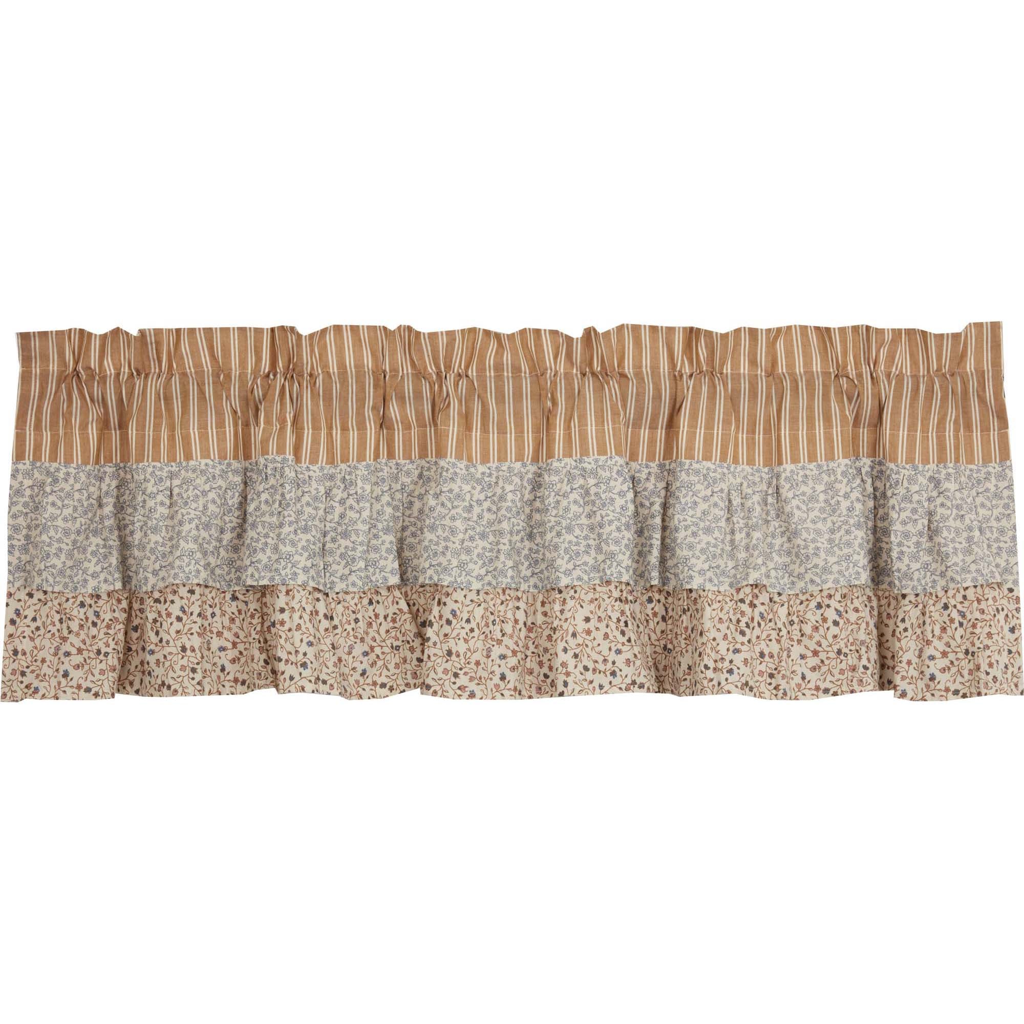 April & Olive Kaila Ticking Gold Ruffled Valance 16x60 By VHC Brands