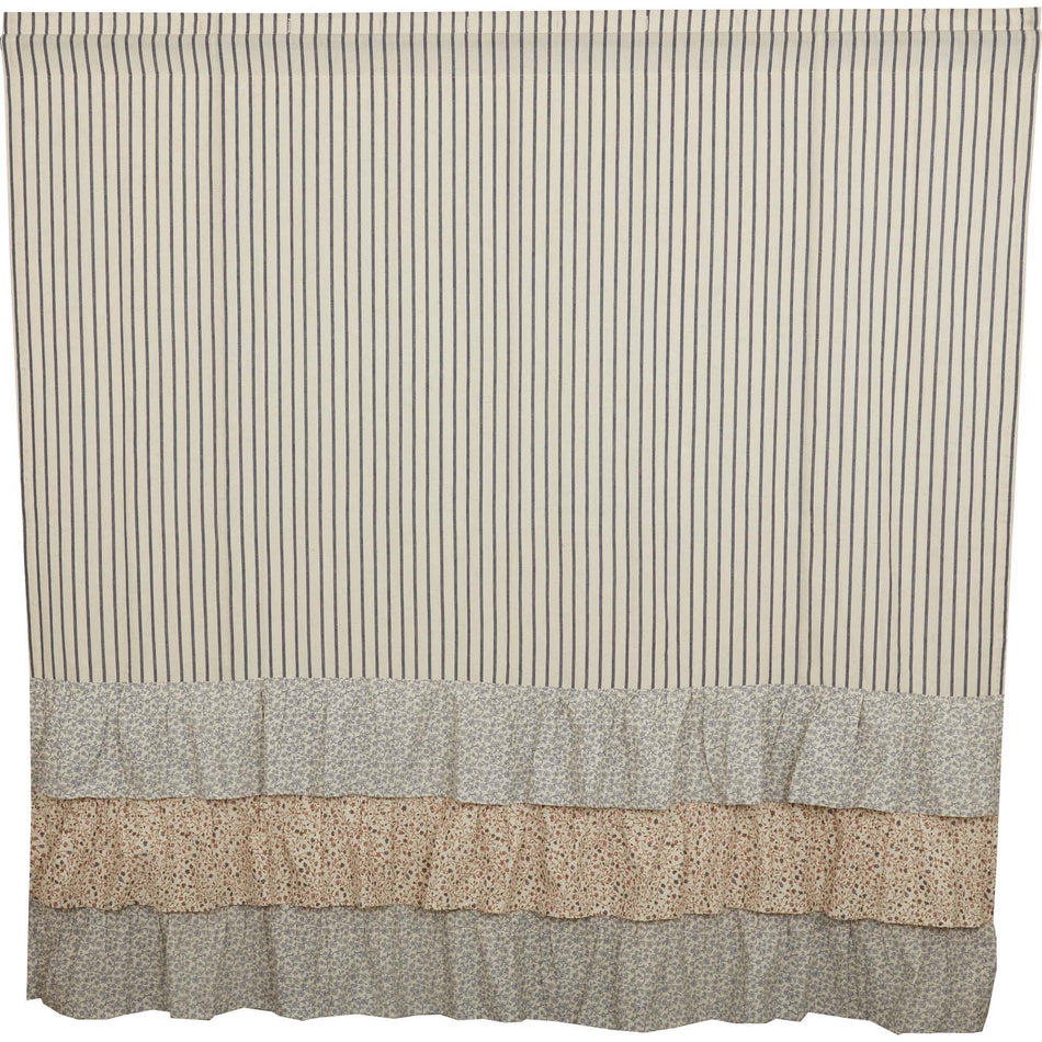 April & Olive Kaila Ticking Stripe Ruffled Shower Curtain 72x72 By VHC Brands