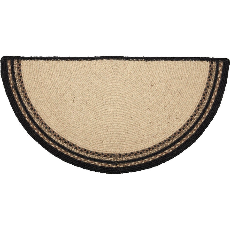 April & Olive Sawyer Mill Charcoal Pig Jute Rug Half Circle w/ Pad 16.5x33 By VHC Brands