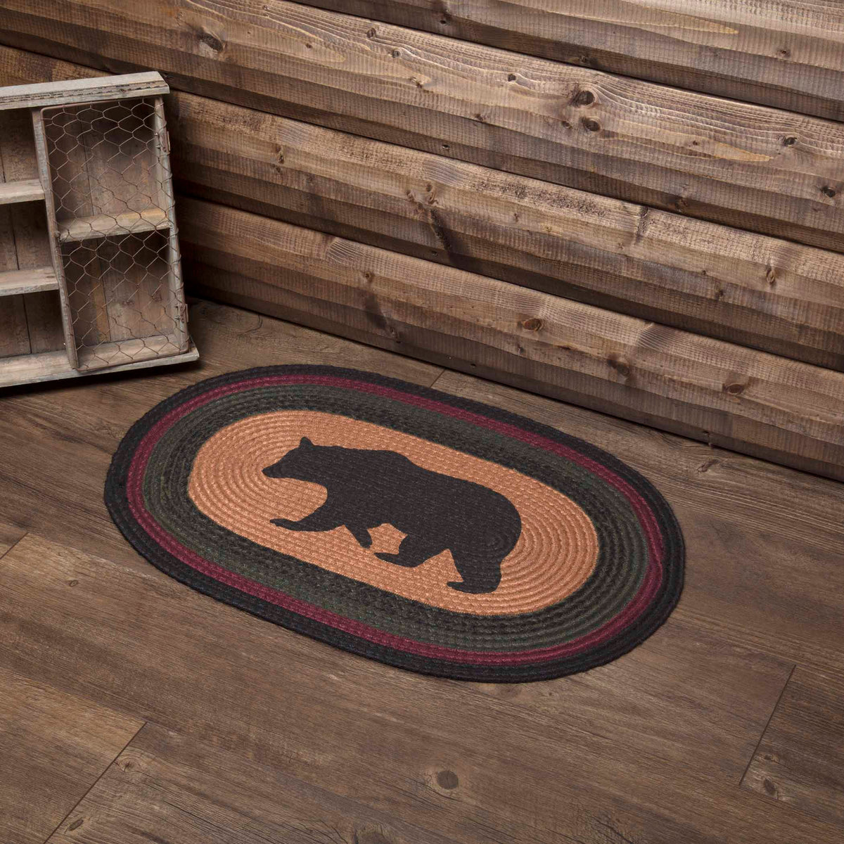 Oak & Asher Wyatt Stenciled Bear Jute Rug Oval w/ Pad 20x30 By VHC Brands