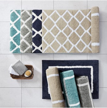 Madison Park Bittman Reversible High Pile Tufted Microfiber Bath Rug - Grey - 24x60"