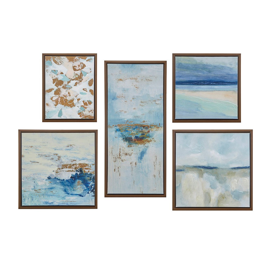 Blue Horizon Gallery Art 5 Piece Set with Bronze Frame - Blue Multi