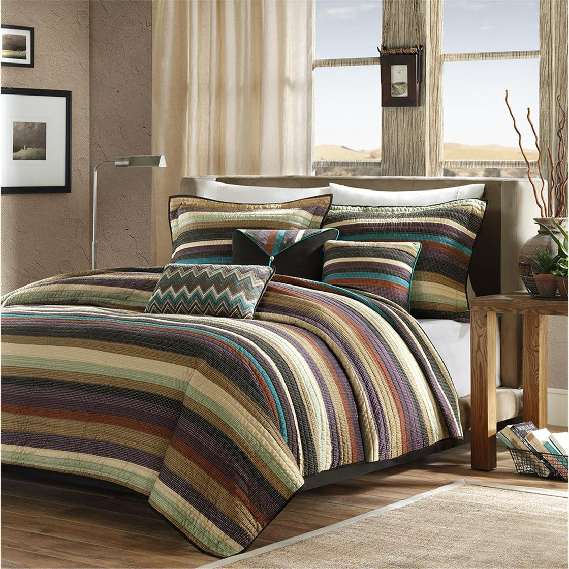 Madison Park Yosemite Reversible Quilt Set with Throw Pillows - Multicolor - Twin Size / Twin XL Size