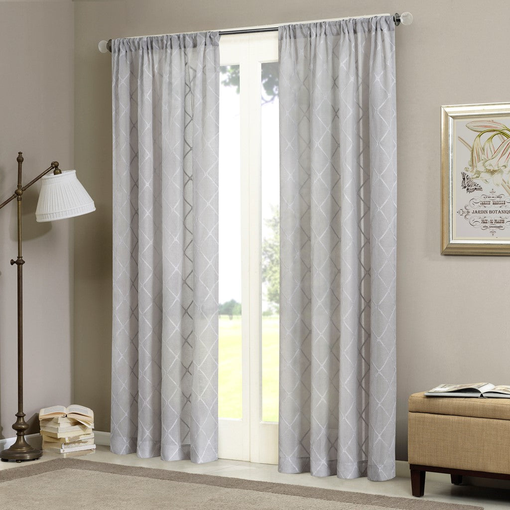 Madison Park Irina Diamond Sheer Window Curtain - Grey - 50x84"