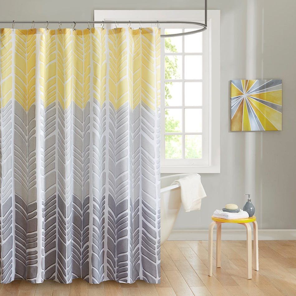 Intelligent Design Adel 100% Microfiber Printed Shower Curtain - Yellow - 72x72"