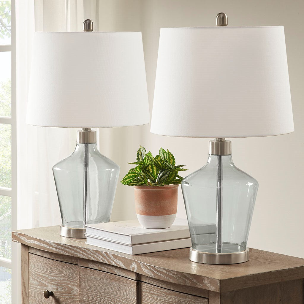 510 Design Harmony Angular Glass Table Lamp, Set of 2 - Grey 