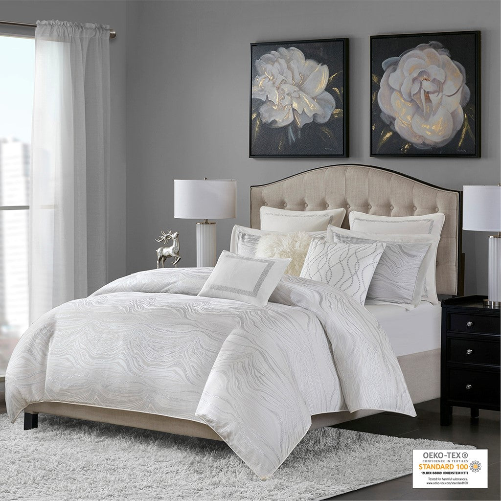 Madison Park Signature Hollywood Glam Comforter Set - White - Queen Size