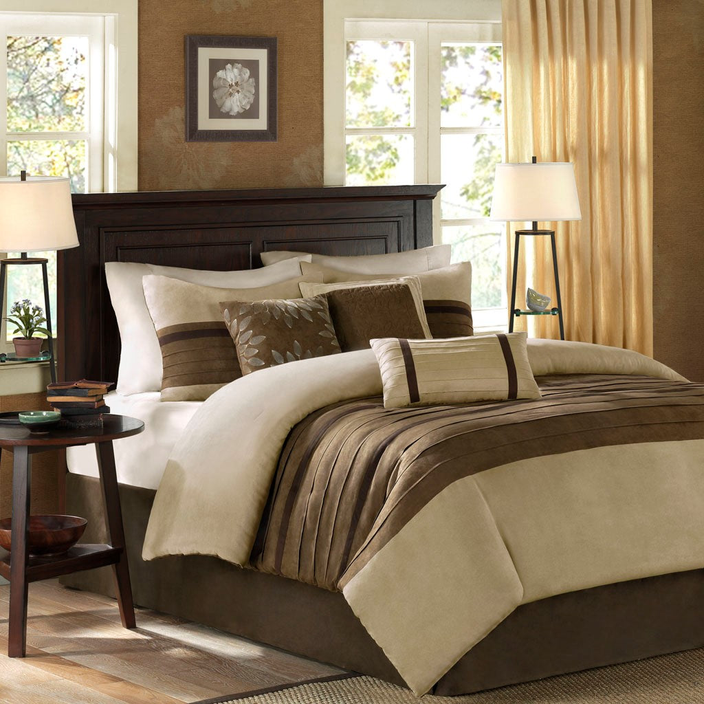 Madison Park Palmer 7 Piece Comforter Set - Natural - Cal King Size