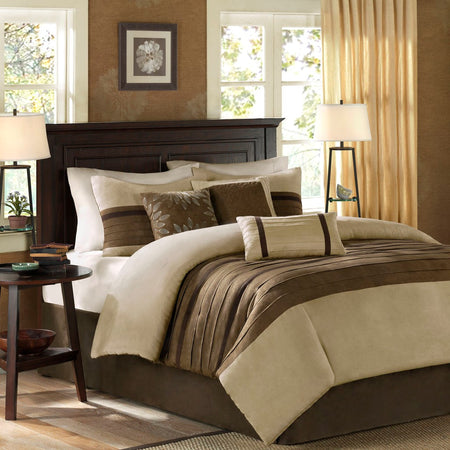 Madison Park Palmer 7 Piece Comforter Set - Natural - Cal King Size