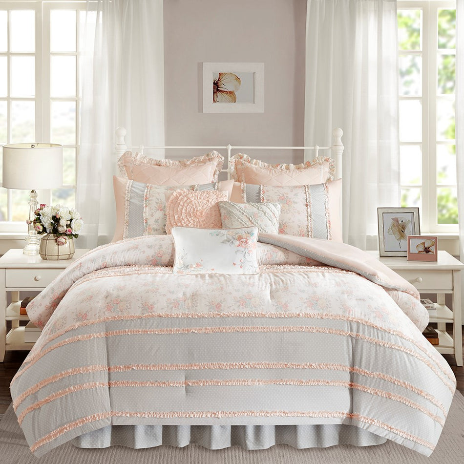 Serendipity Cotton Percale Comforter Set - Blush - King Size