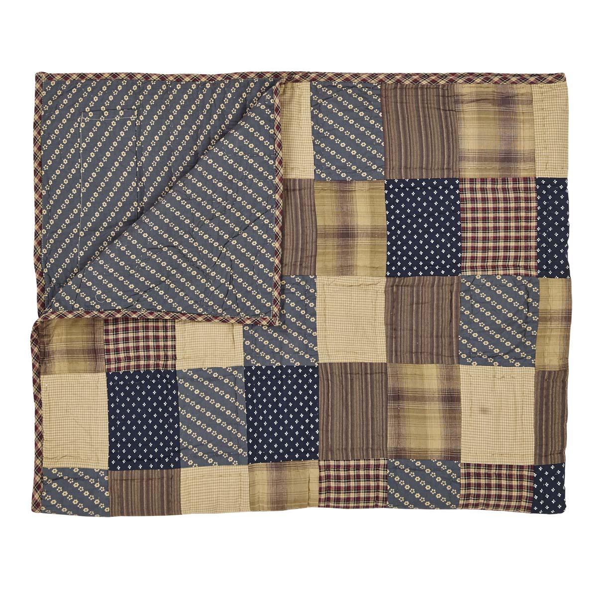 Mayflower Market Patriotic Patch Quilted Throw 60x50 By VHC Brands