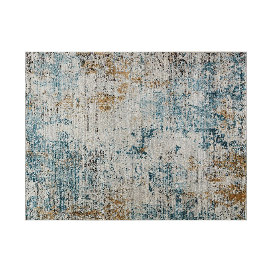 Newport Abstract Area Rug - Cream / Blue - 8x10'