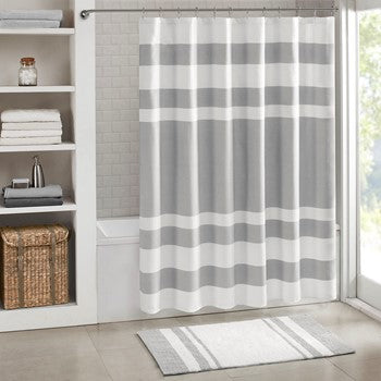 Madison Park Spa Waffle Shower Curtain with 3M Treatment - Grey - 108x72"