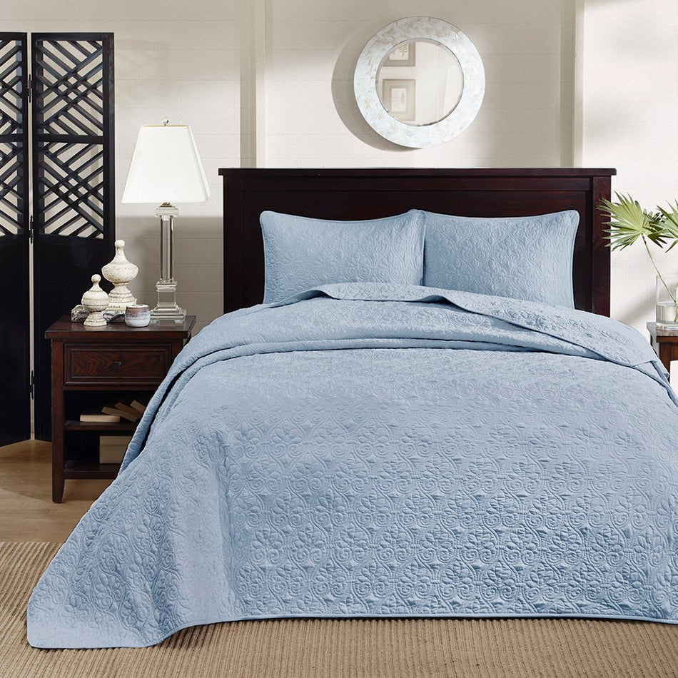 Quebec Reversible Bedspread Set - Blue - Queen Size
