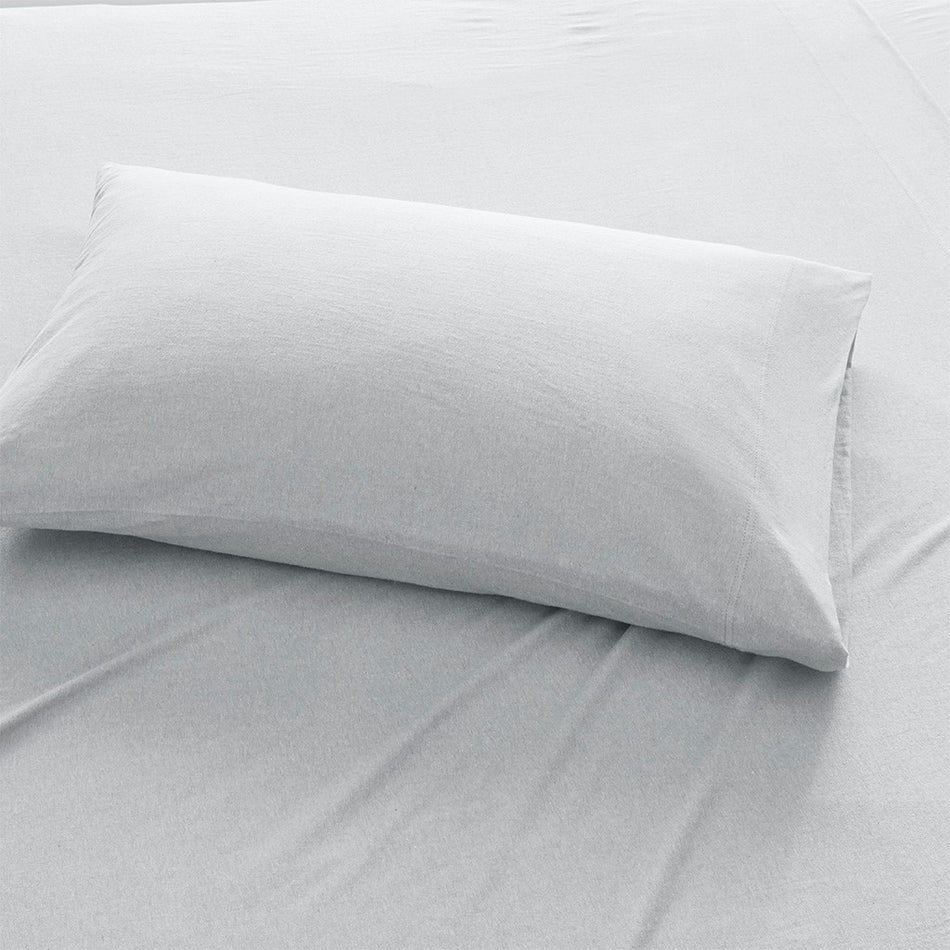 Heathered Cotton Jersey Knit Sheet Set - Light Grey - Full Size