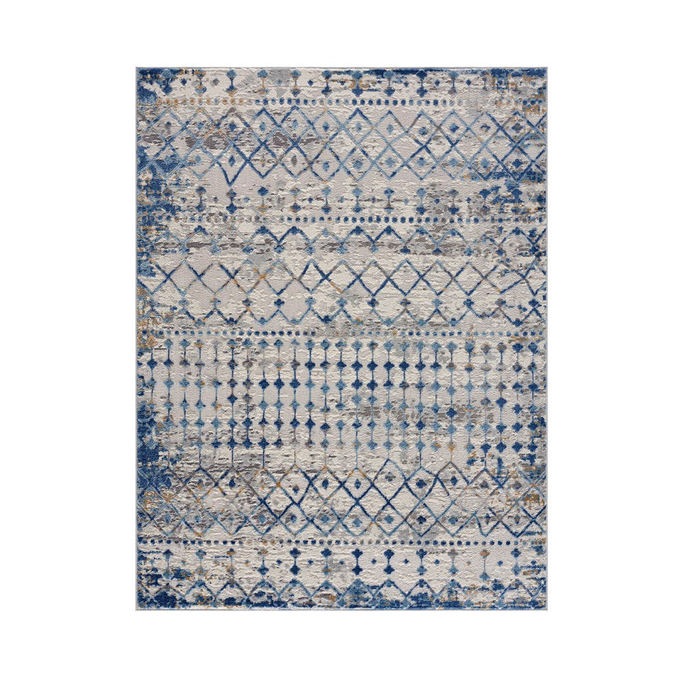 Hannah Moroccan Global Woven Area Rug - Blue / Cream - 6x9'