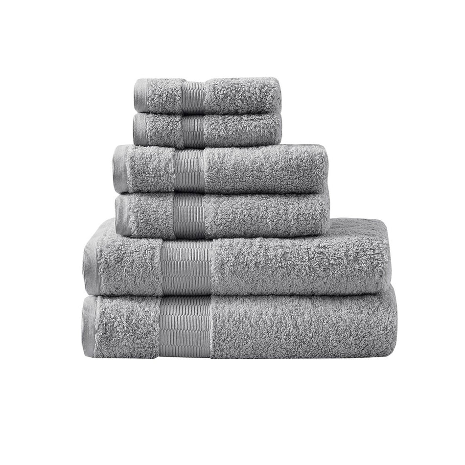 Luce 100% Egyptian Cotton 6 Piece Towel Set - Grey