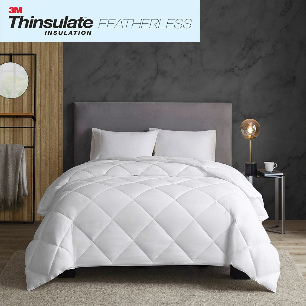 Sleep Philosophy Maximum Warmth 300 Thread Count Cotton Sateen White Down Alternative 3M Thinsulate Comforter - White - Full Size / Queen Size
