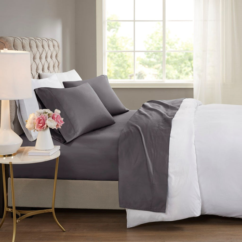 Beautyrest 600 Thread Count Cooling Cotton Blend 4 PC Sheet Set - Charcoal - Full Size