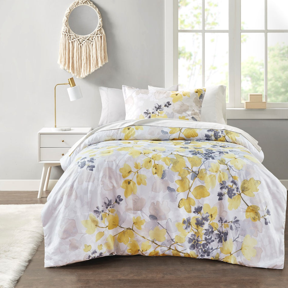 Alexis Comforter Set with Bed Sheets - Yellow - Twin XL Size