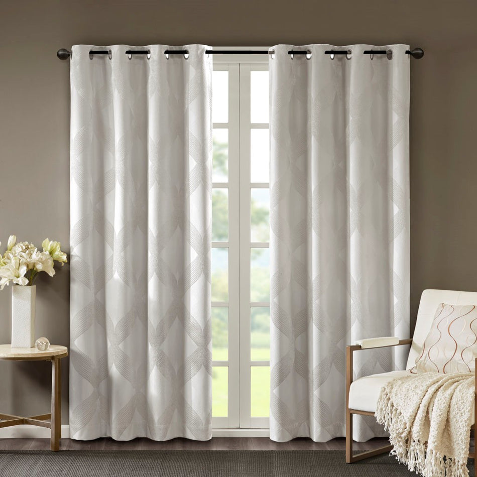 SunSmart Bentley Ogee Knitted Jacquard Total Blackout Panel - Ivory - 50x108"