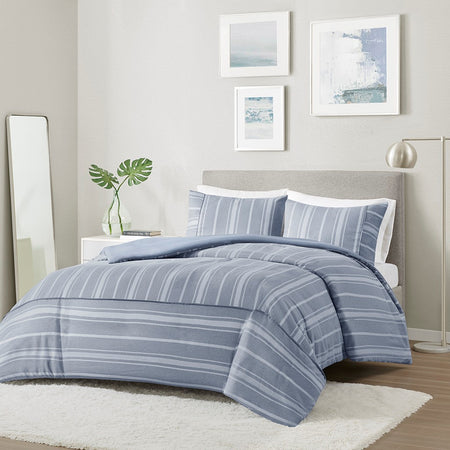 Beautyrest Kent Striped Herringbone Oversized Duvet Cover Set
 - Blue - King/Cal King - BR12-3859