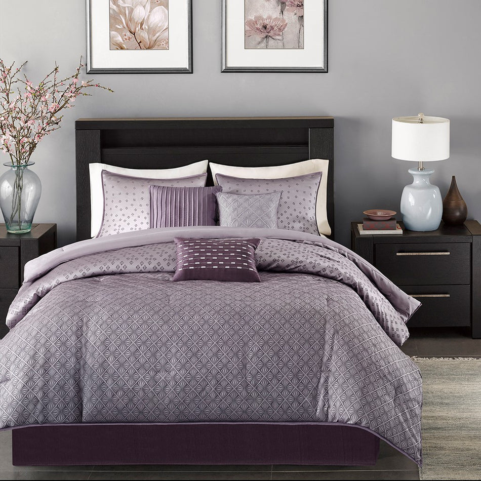 Biloxi 7 Piece Comforter Set - Purple - King Size