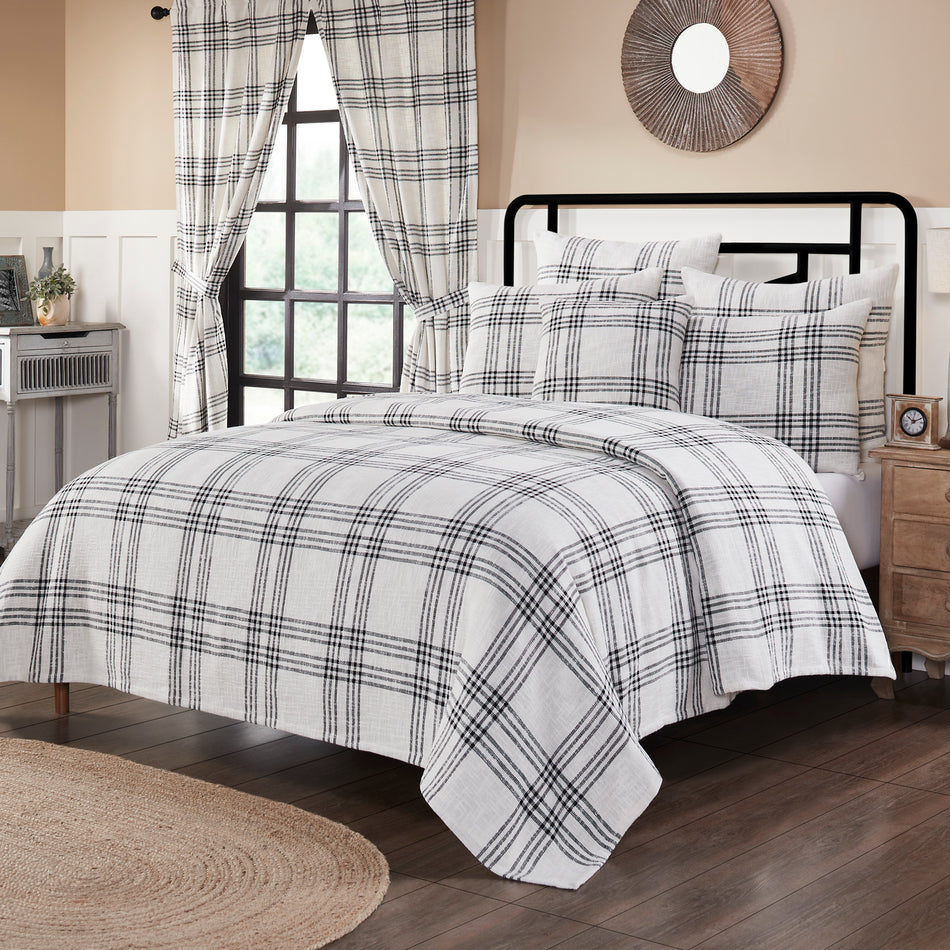 April & Olive Black Plaid Twin Coverlet 70x90 By VHC Brands
