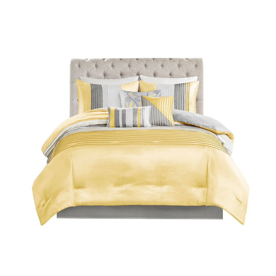 Amherst 7 Piece Comforter Set - Yellow - Cal King Size