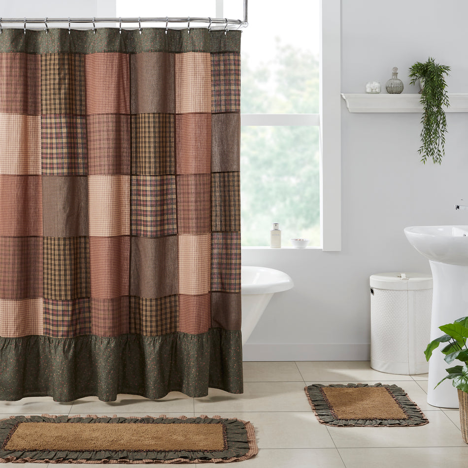 Oak & Asher Crosswoods Patchwork Shower Curtain 72x72 By VHC Brands