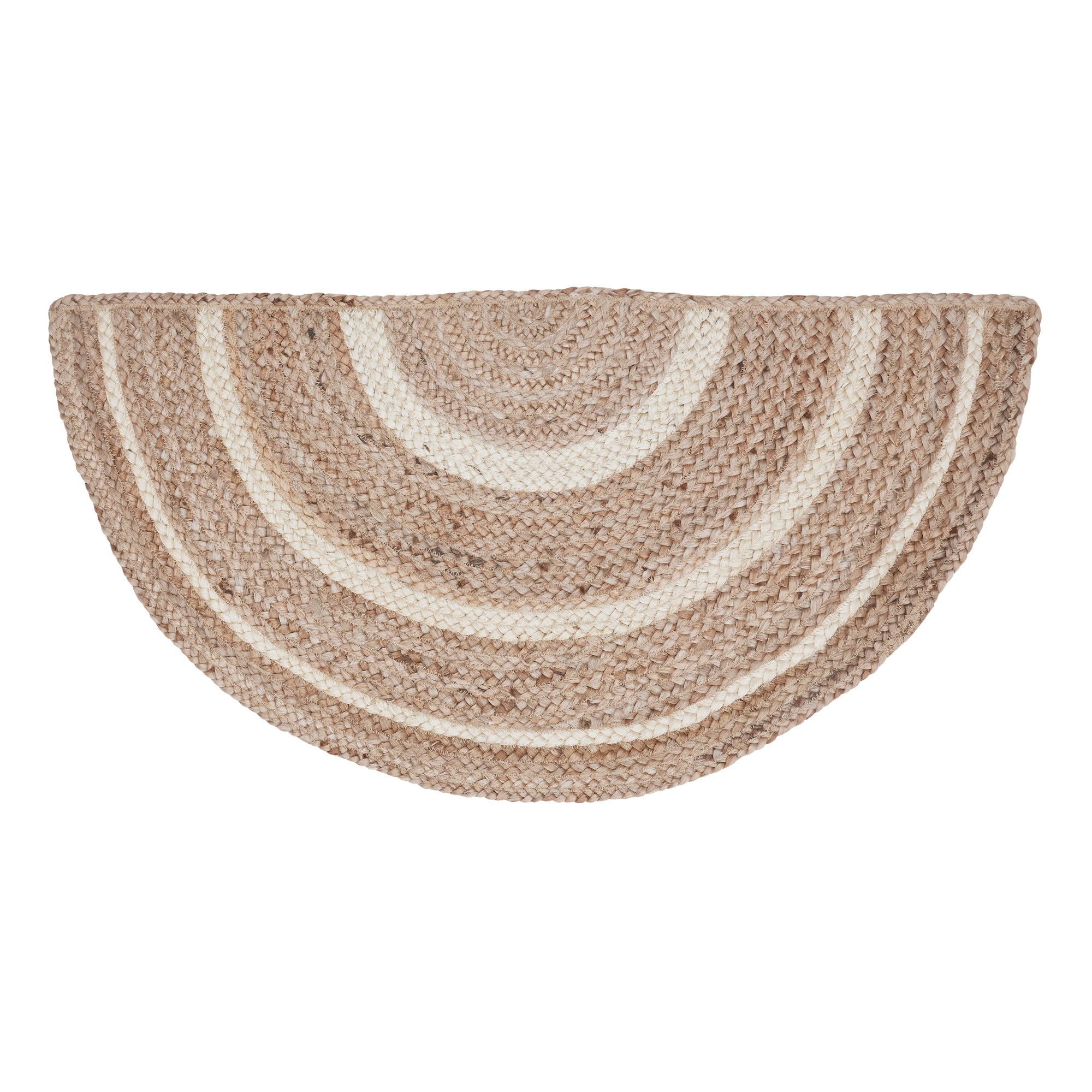 April & Olive Natural & Creme Jute Rug Half Circle w/ Pad 16.5x33 By VHC Brands