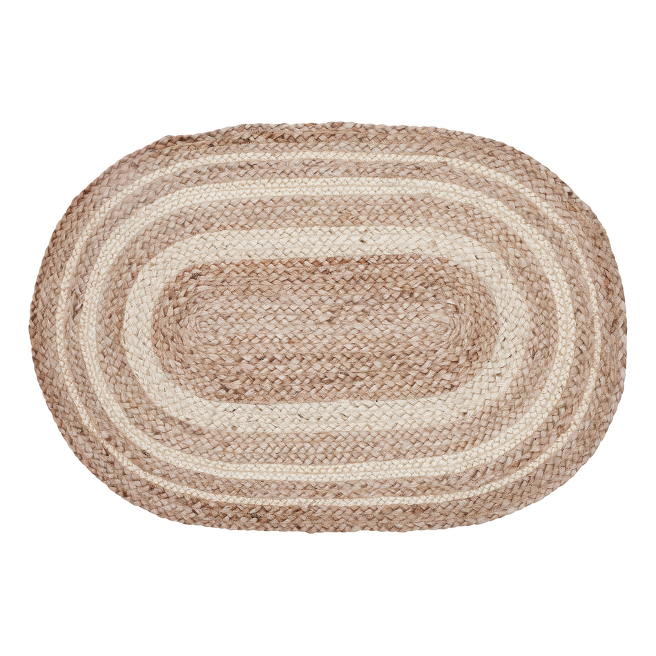 April & Olive Natural & Creme Jute Rug Oval w/ Pad 20x30 By VHC Brands