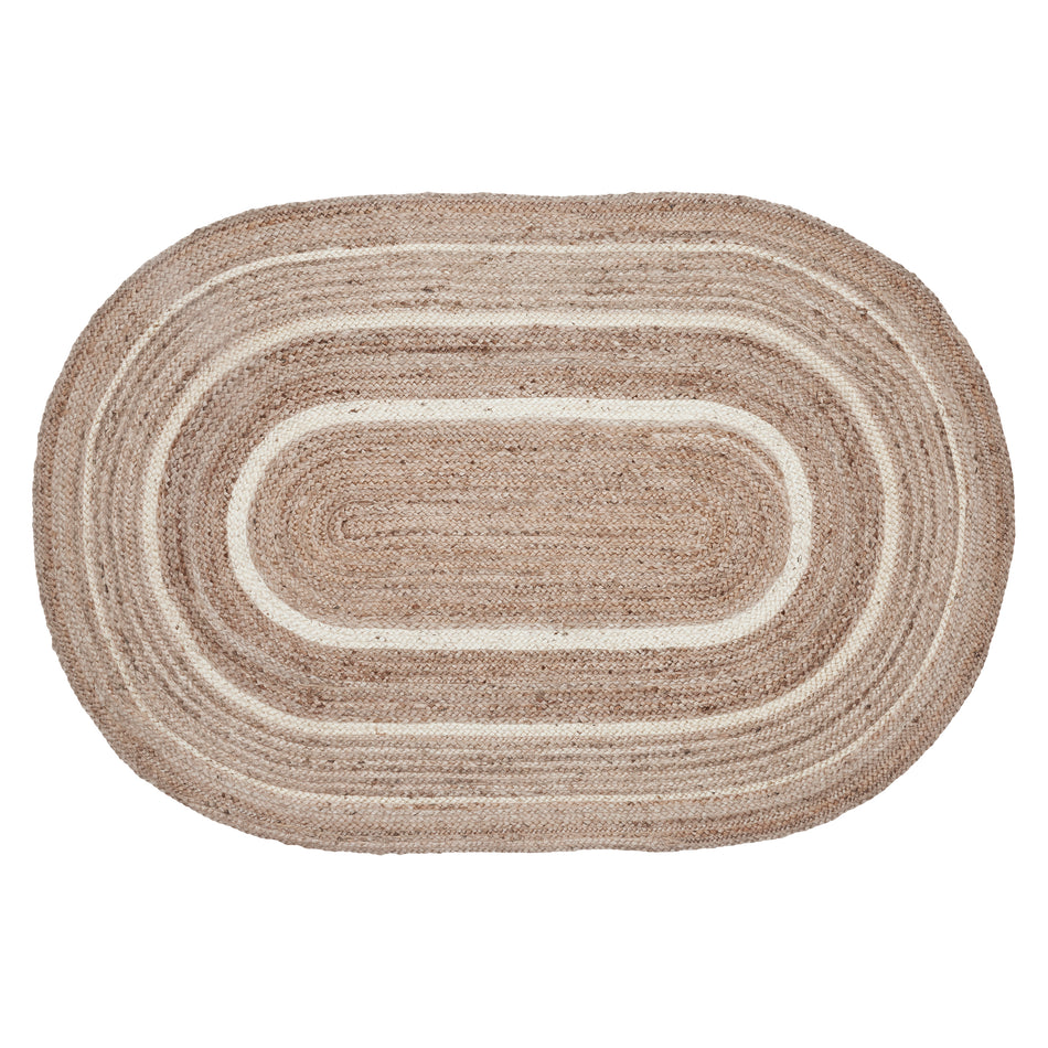 April & Olive Natural & Creme Jute Rug Oval w/ Pad 36x60 By VHC Brands