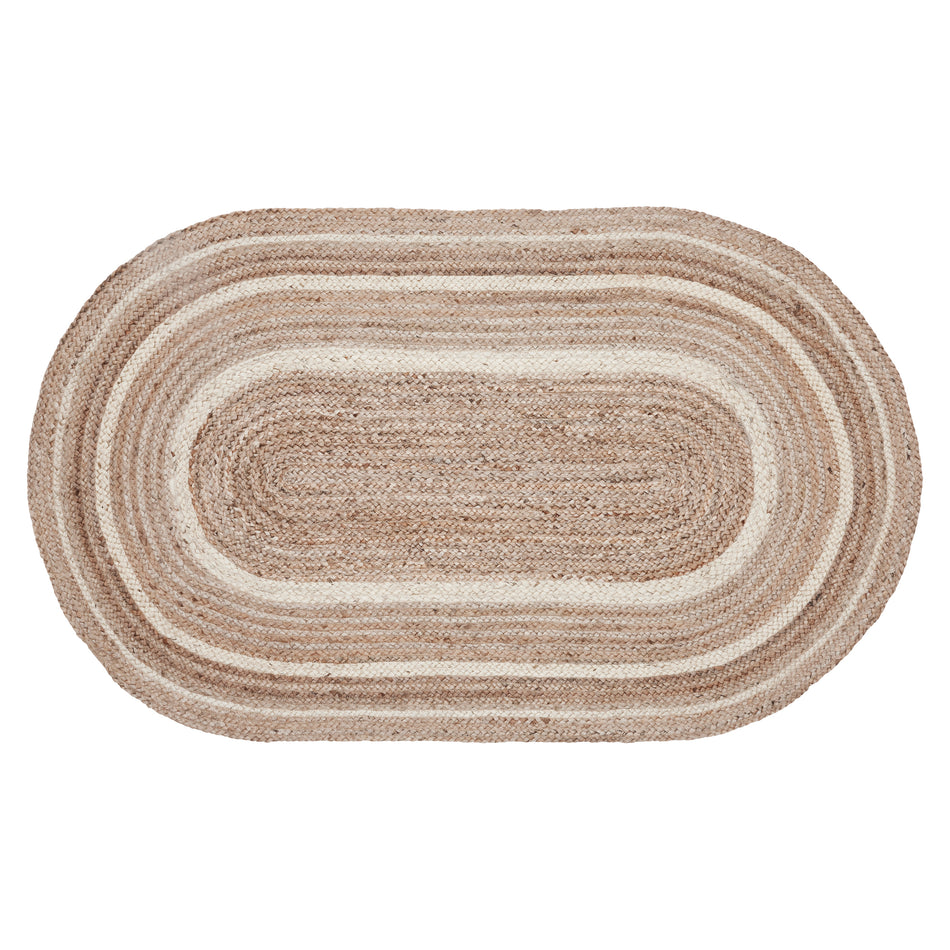 April & Olive Natural & Creme Jute Rug Oval w/ Pad 48x72 By VHC Brands
