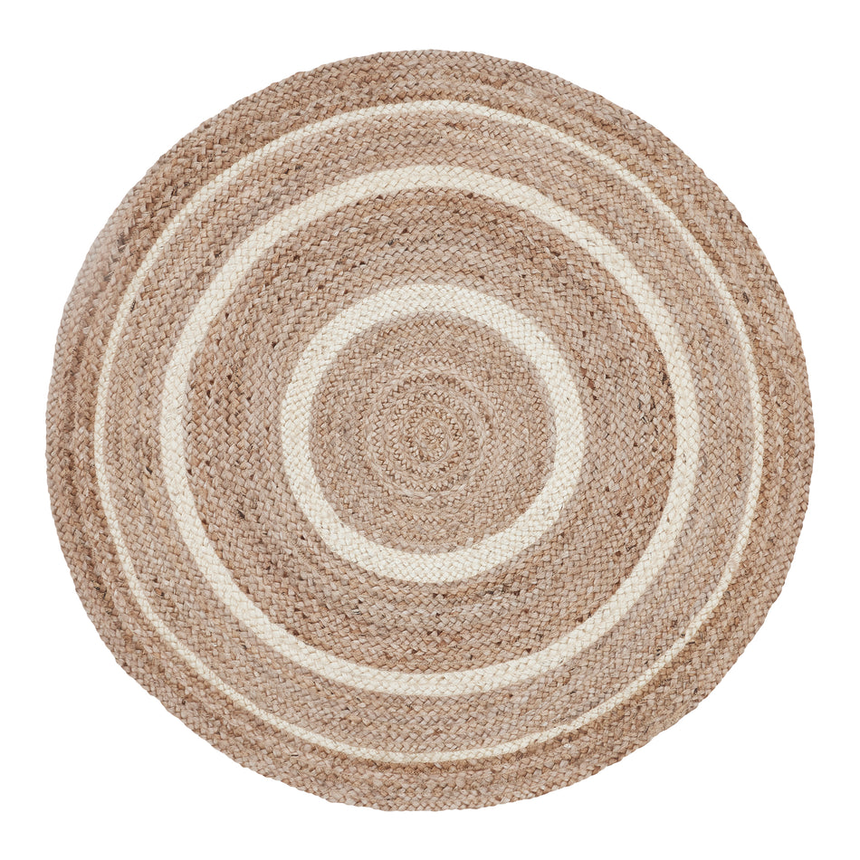 April & Olive Natural & Creme Jute Rug w/ Pad 3ft Round By VHC Brands