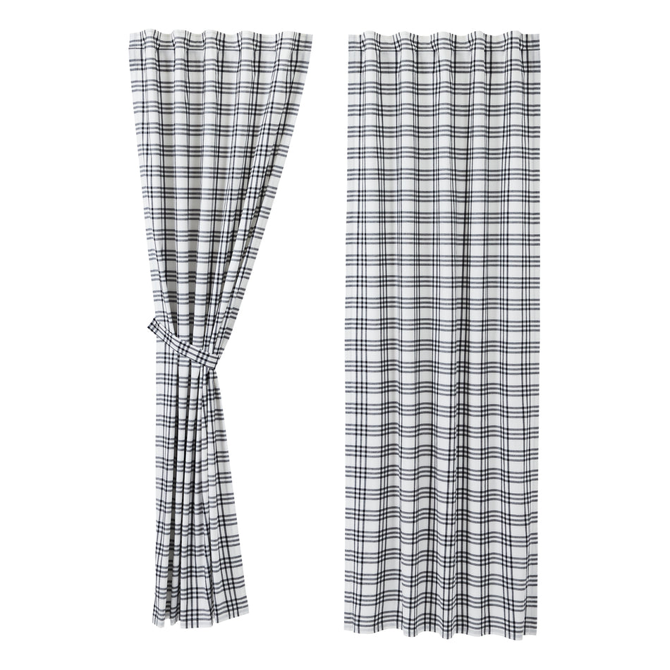 April & Olive Sawyer Mill Black Plaid Panel Set of 2 84x40 By VHC Brands