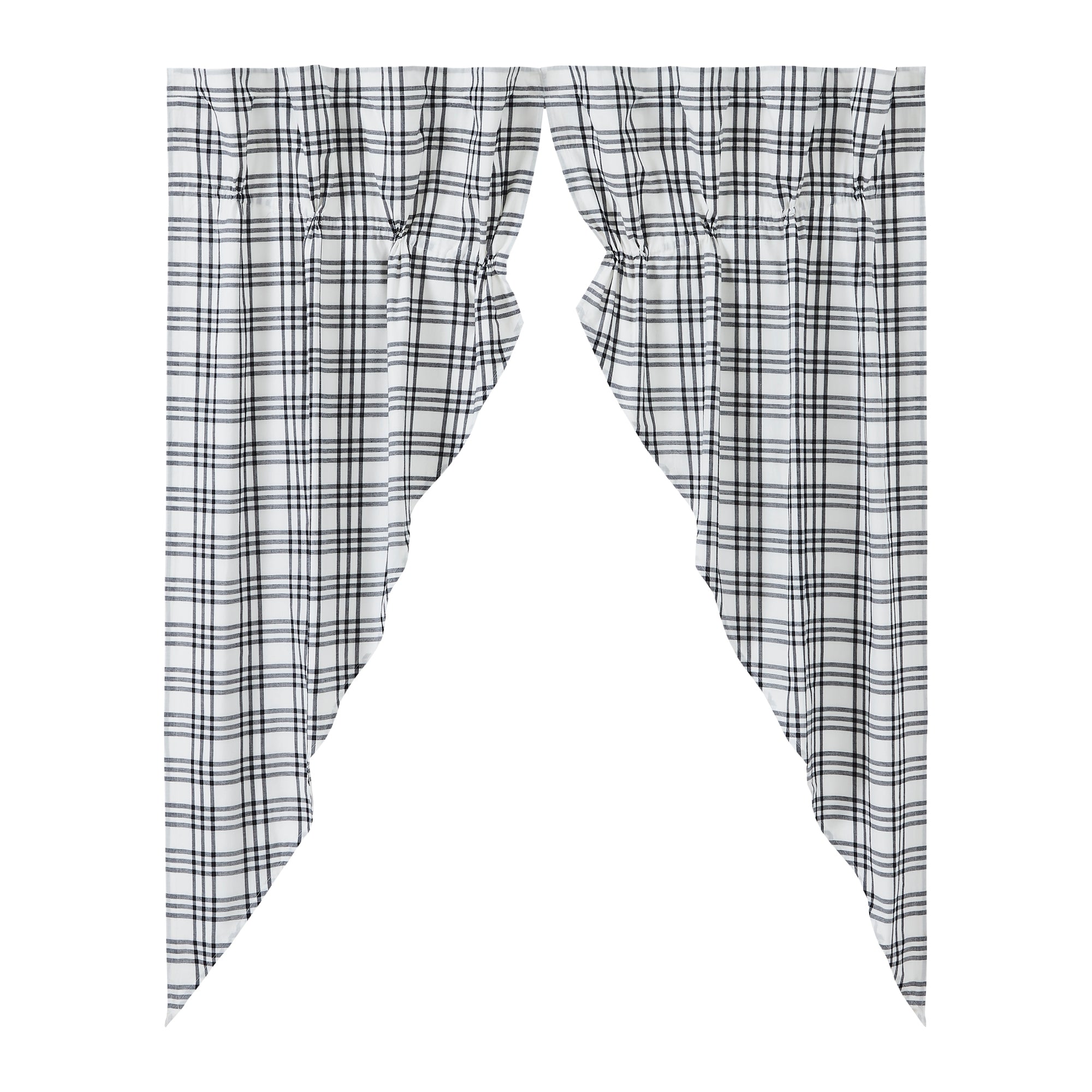 April & Olive Sawyer Mill Black Plaid Prairie Short Panel Set of 2 63x36x18 By VHC Brands