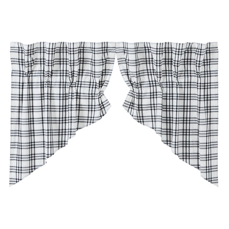 April & Olive Sawyer Mill Black Plaid Prairie Swag Set of 2 36x36x18 By VHC Brands