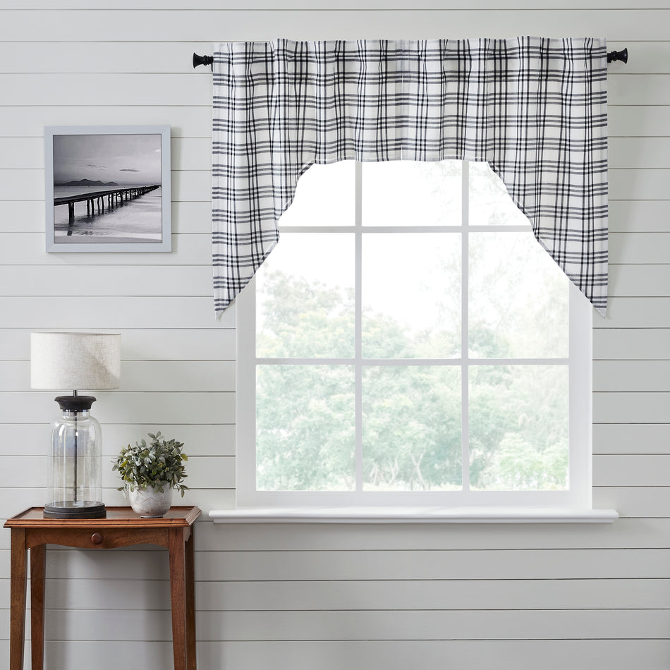 Sawyer Mill Black Plaid Swag Set of 2 36x36x16