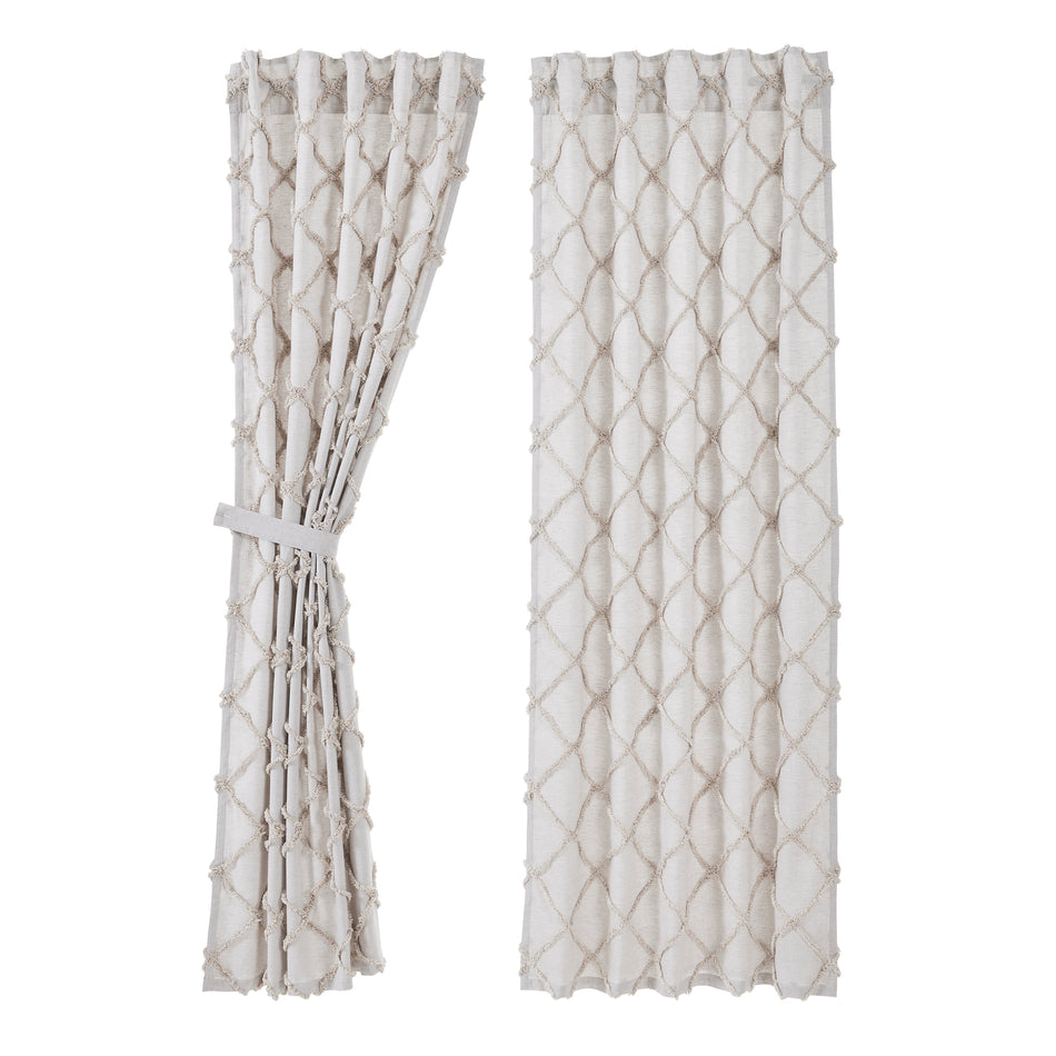 April & Olive Frayed Lattice Oatmeal Panel Set of 2 84x40 By VHC Brands