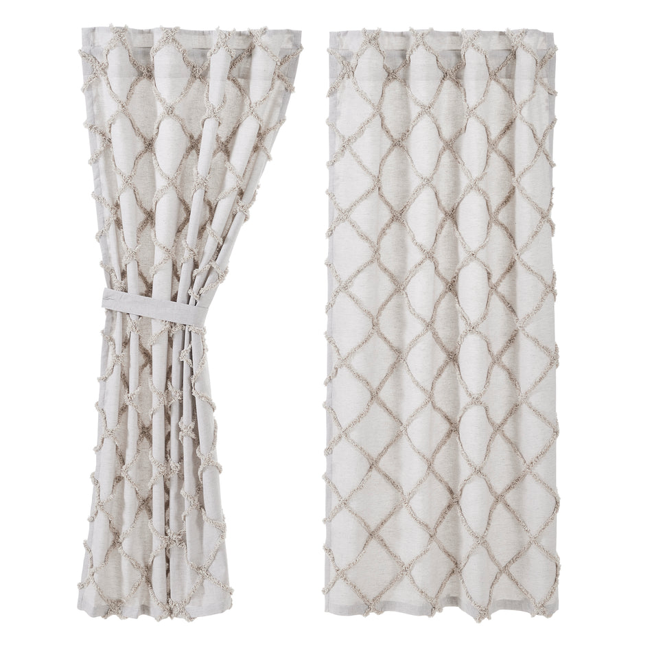 April & Olive Frayed Lattice Oatmeal Short Panel Set of 2 63x36 By VHC Brands