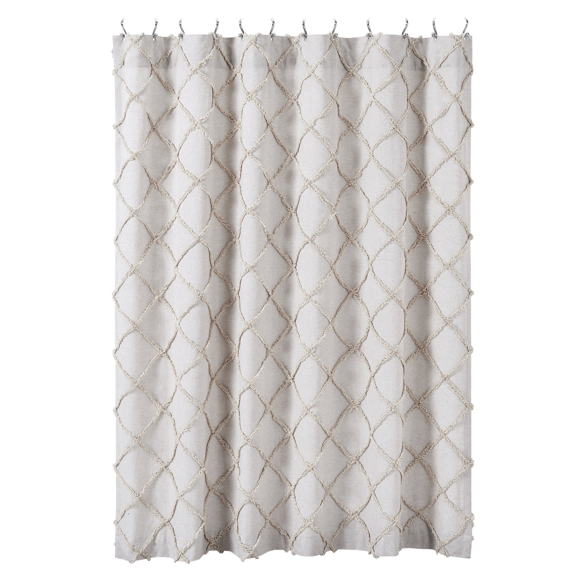 April & Olive Frayed Lattice Oatmeal Shower Curtain 72x72 By VHC Brands