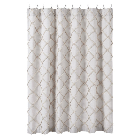 April & Olive Frayed Lattice Oatmeal Shower Curtain 72x72 By VHC Brands