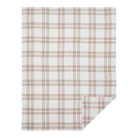 April & Olive Wheat Plaid Twin Coverlet 70x90 By VHC Brands